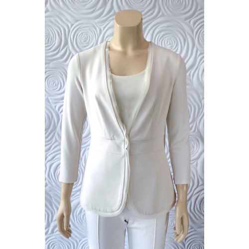 Iris Iris Jersey Knit Long Slong Jacket With Trim Detail Iris Iris Jersey Knit Long Slong Jacket With Trim Detail