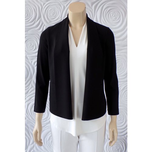 Iris Iris Jersey Knit Open Front Jacket with Patch Pockets Iris Iris Jersey Knit Open Front Jacket with Patch Pockets