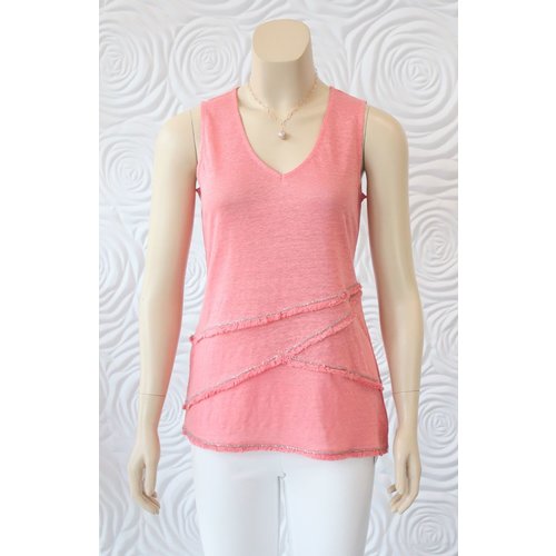 Ecru Ecru Tank With Fringe Trim Ecru Ecru Tank With Fringe Trim