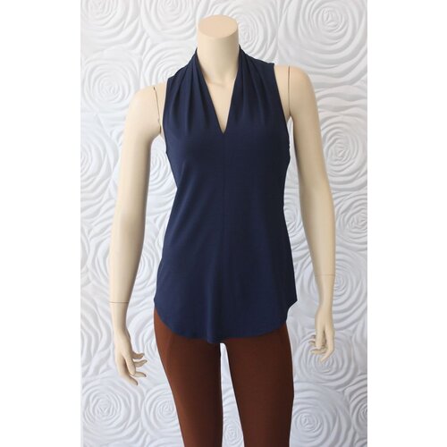 Iris Iris Sleeveless Top with V-Neck in Midnight Blue Iris Iris Sleeveless Top with V-Neck in Midnight Blue