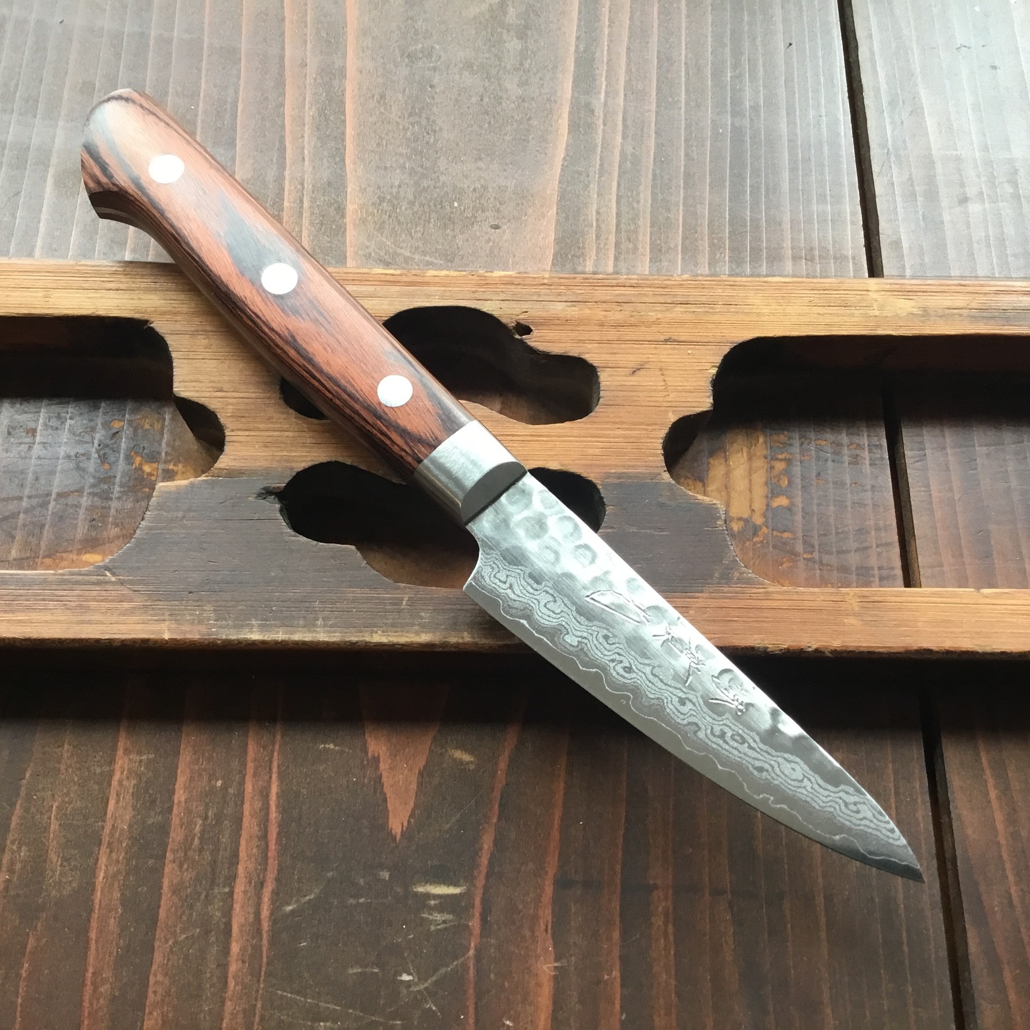 Jikko 80mm Paring / Petty 'VG10 Gold' Tsuchime Suminagashi Bernal Cutlery