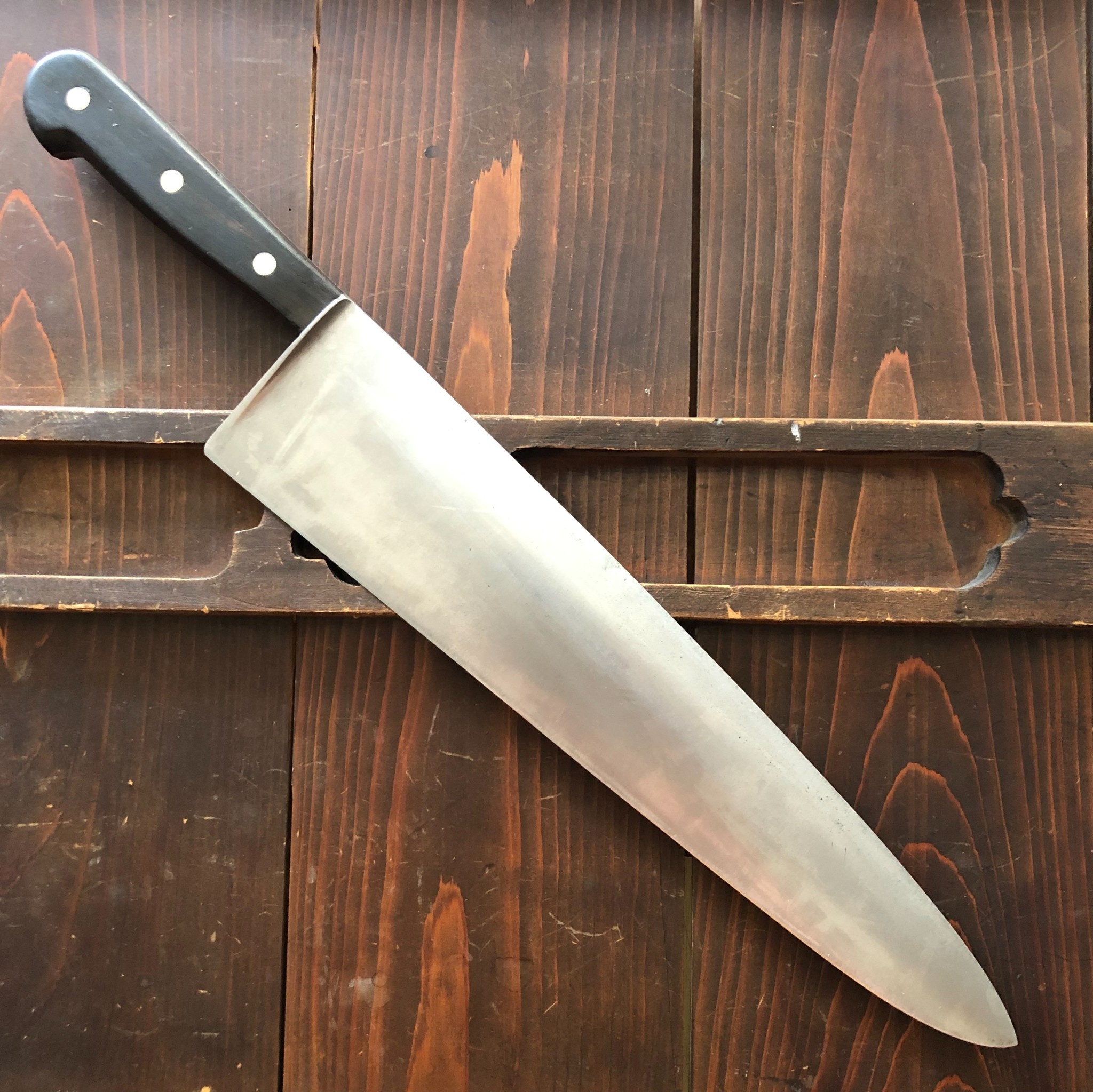 J A Henckels 14" Chef Knife Carbon Steel 1950's Solingen Bernal Cutlery
