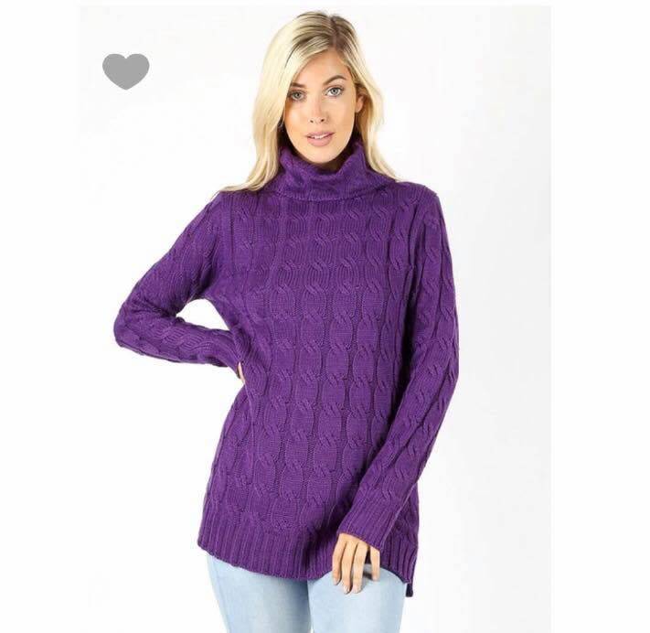 Oversized neck cable knit sweater Sass It Up boutique