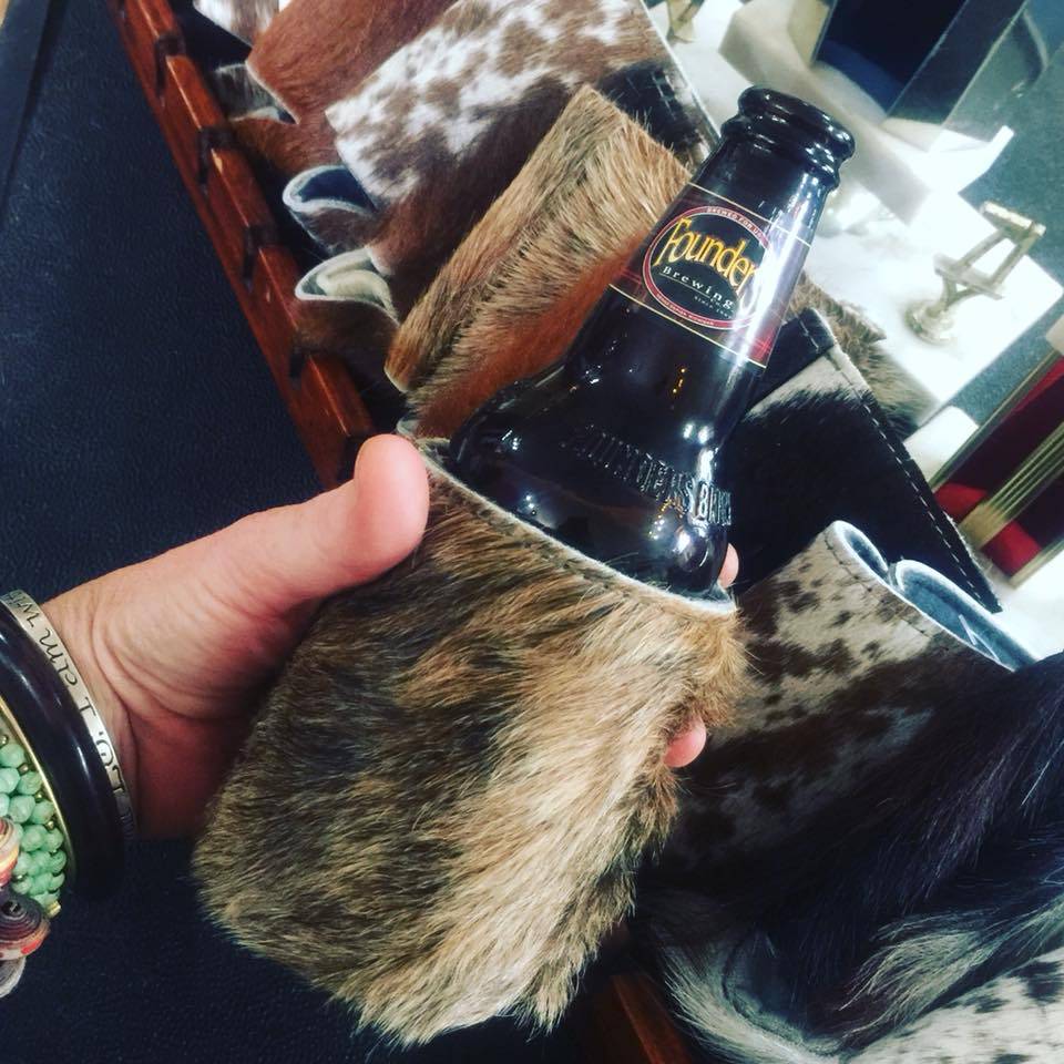 Cowhide Koozie Cactus Creek