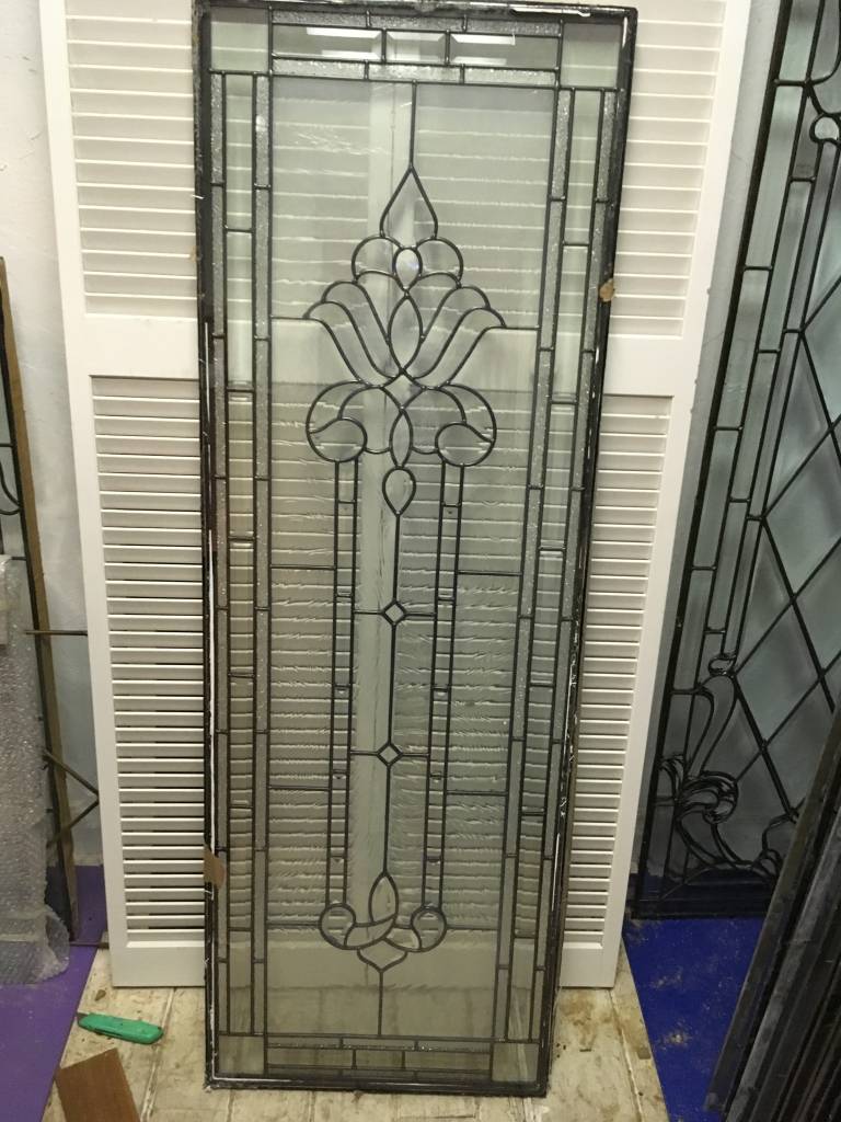 Leaded Glass Panel C 22x64 Sarasota Architectural Salvage, 1093