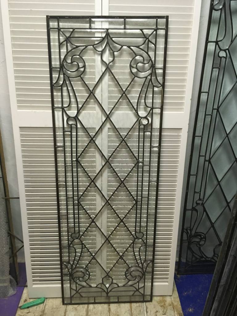 Leaded Glass Window Panel L 22x64 Sarasota Architectural Salvage