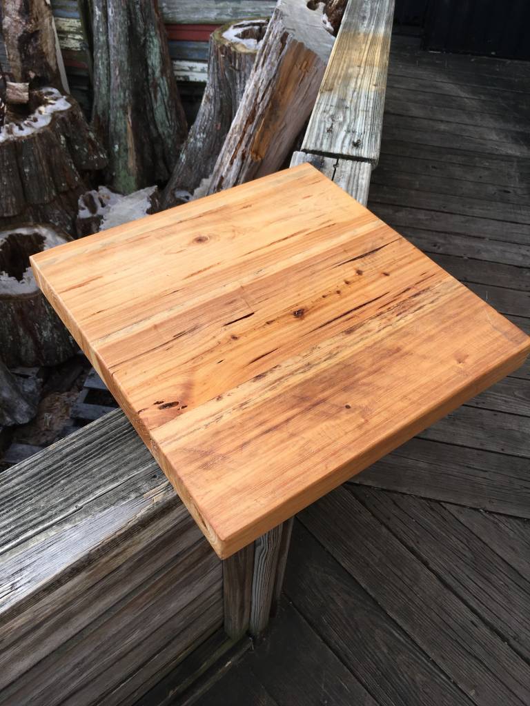 Pecky Cypress 18"x18"x2" Side Table Sarasota Architectural Salvage