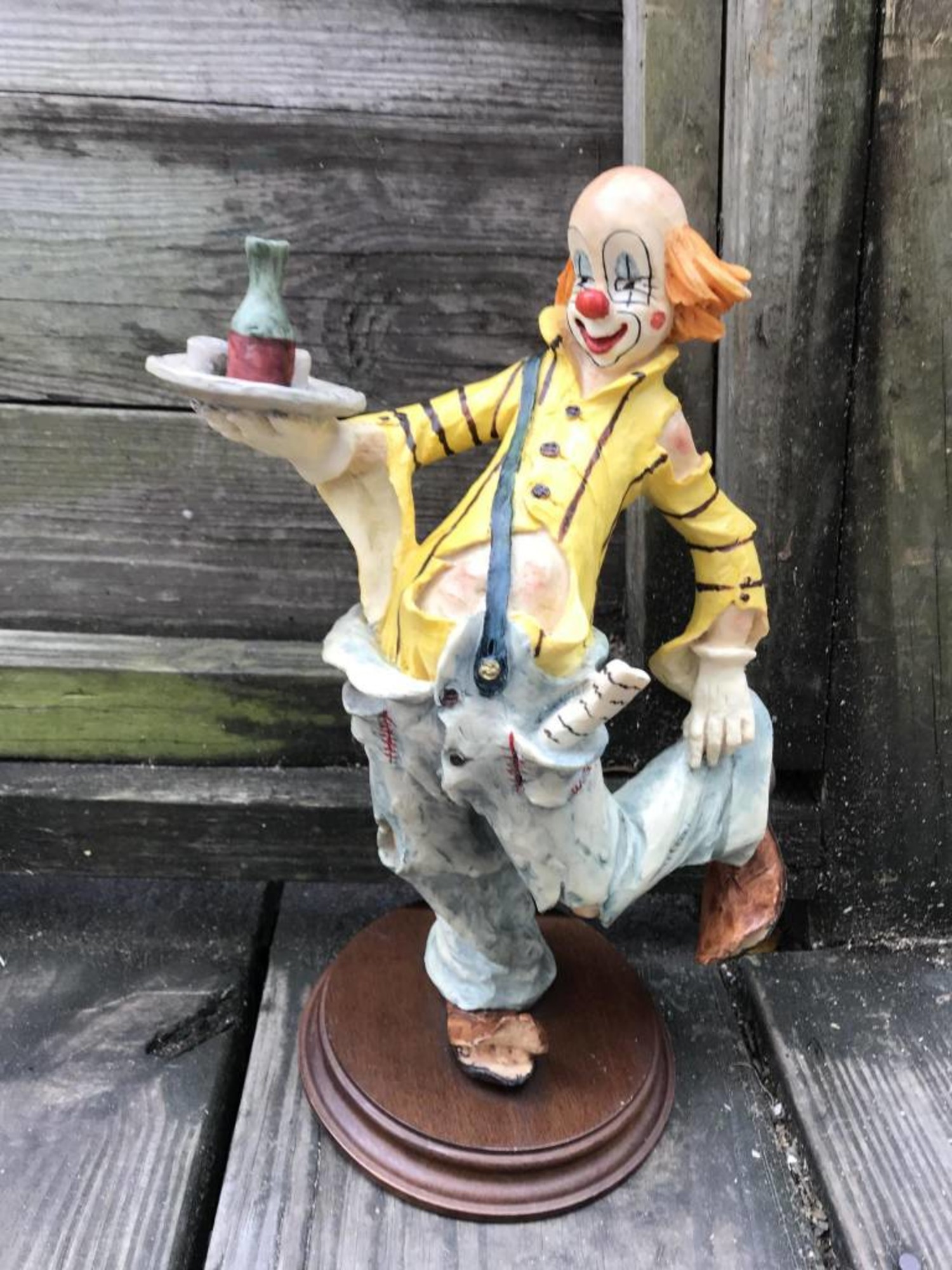 Resin Clown Figure Holding Tray - Sarasota Architectural Salvage, 1093 Central Ave. Sarasota, FL