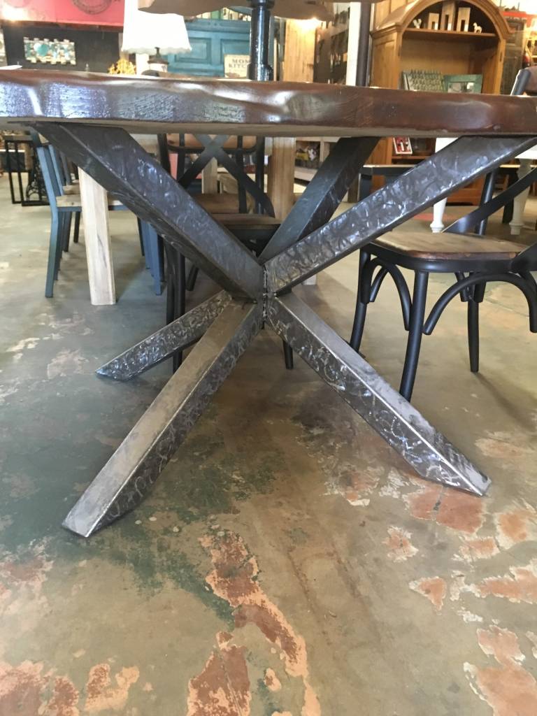 Cypress Live Edge Welded "X" Trestle Base Table Sarasota