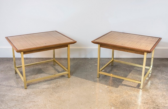 Brass Cane Walnut End Tables By Kipp Stewart For Drexel Feliz Brass Cane Walnut End Tables By Kipp Stewart For Drexel
