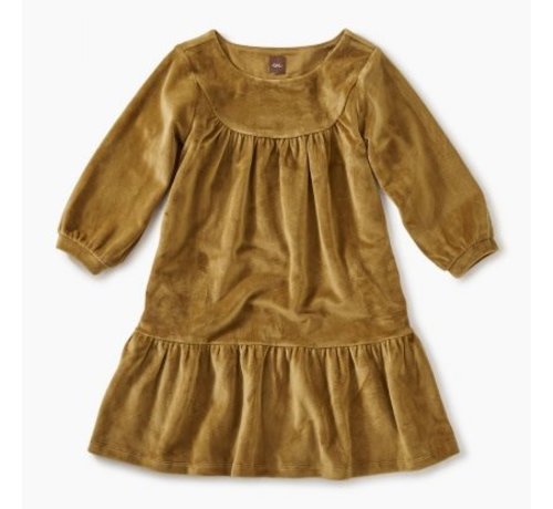 Tea Collection Velour Ruffle Dress in Chestnut