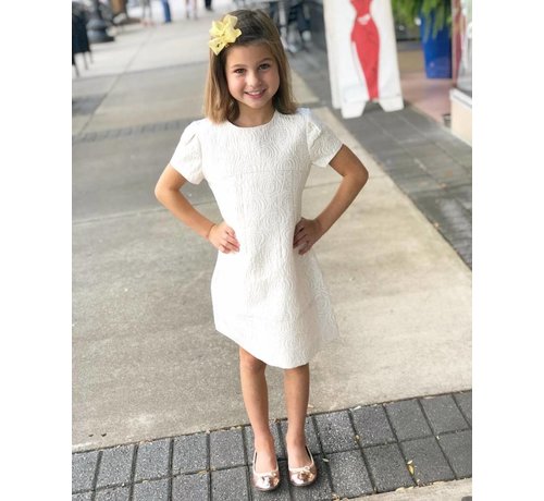 Mayoral Ivory and Champagne Jacquard Print Dress
