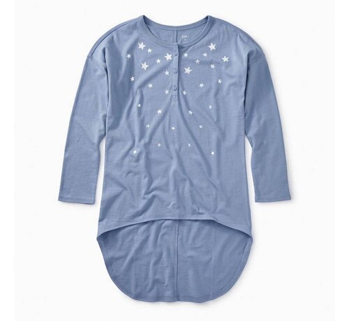 Tea Collection Star Henley Hi-Lo Top in Ultramarine