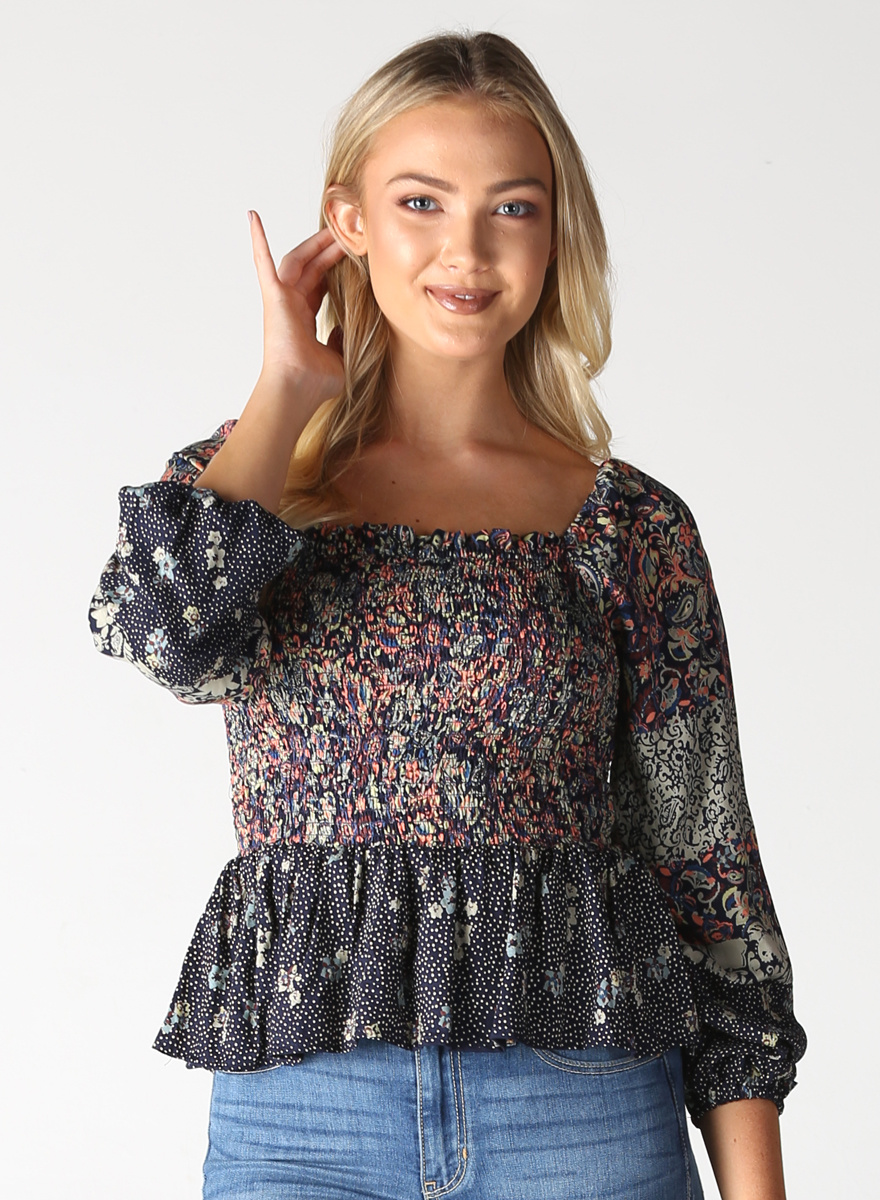 Angie Smocked Long Sleeve Top Creations Boutique