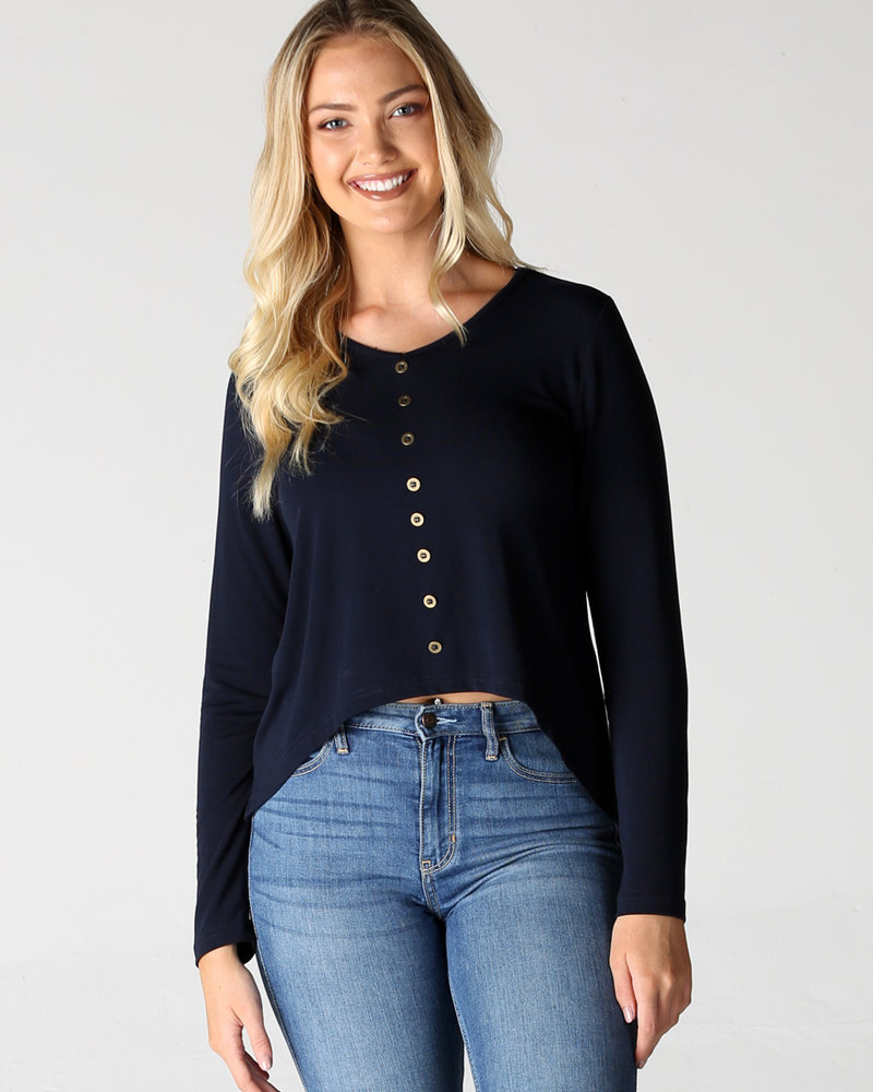 florence button front knit top