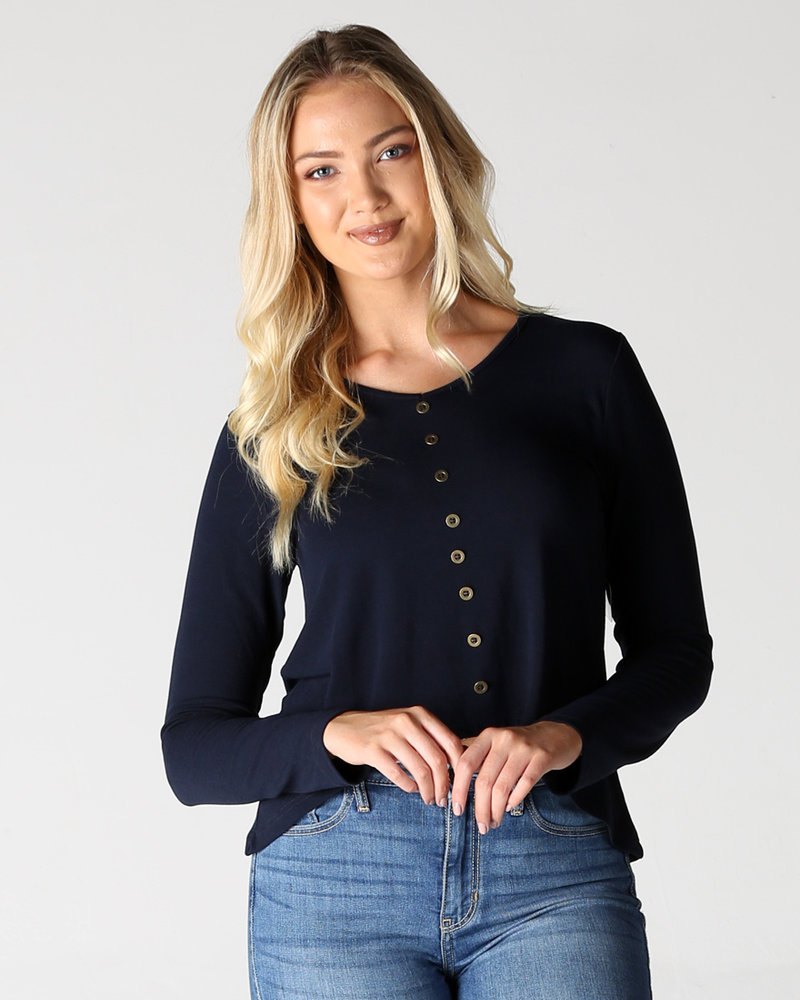 florence button front knit top