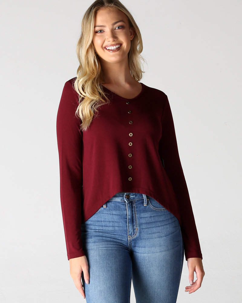 florence button front knit top