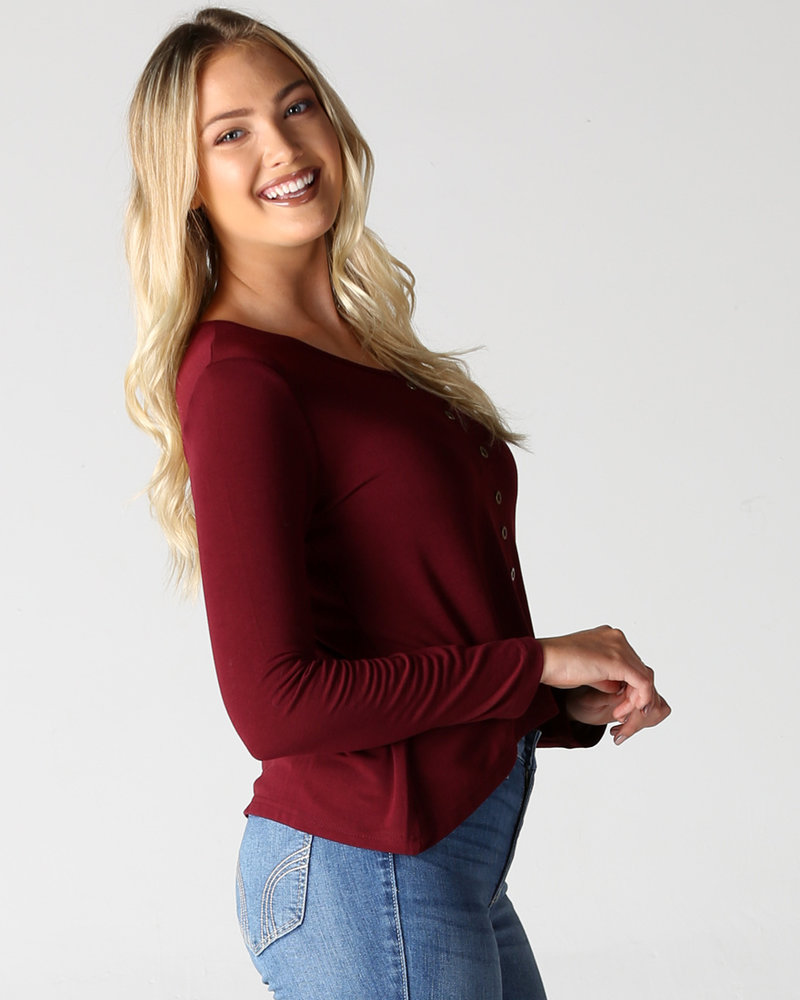 florence button front knit top