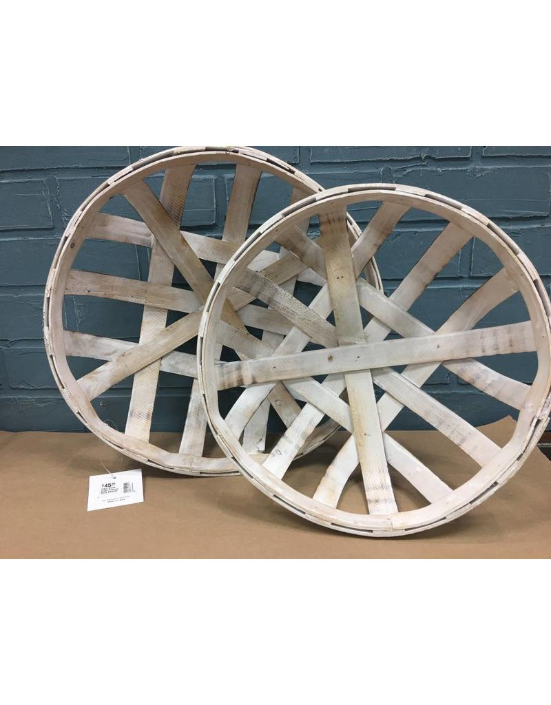 2/Set White Wash Tobacco Style Baskets Heirloom Home