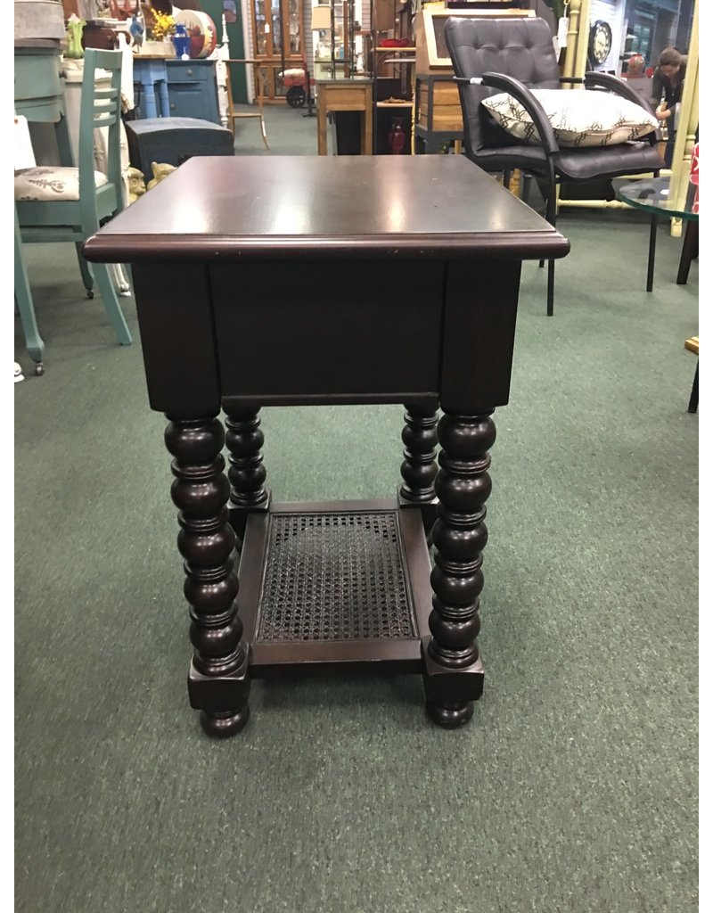Dark Wood Turned Leg Side Table W Shelf Heirloom Home