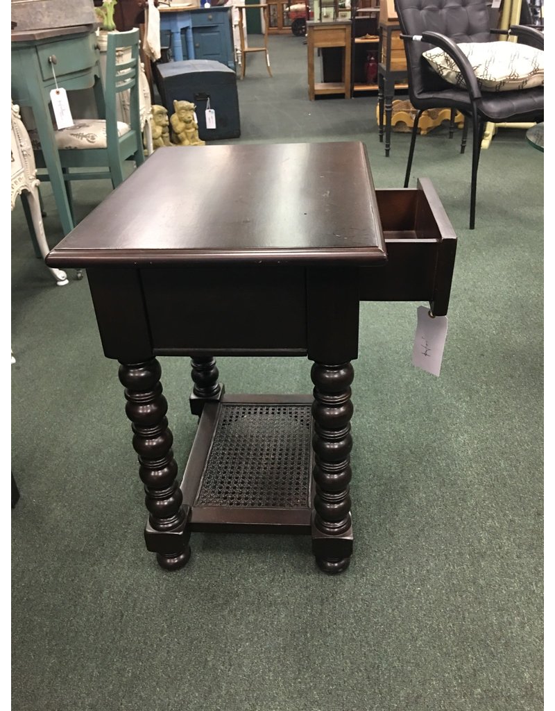 Dark Wood Turned Leg Side Table w Shelf Heirloom Home
