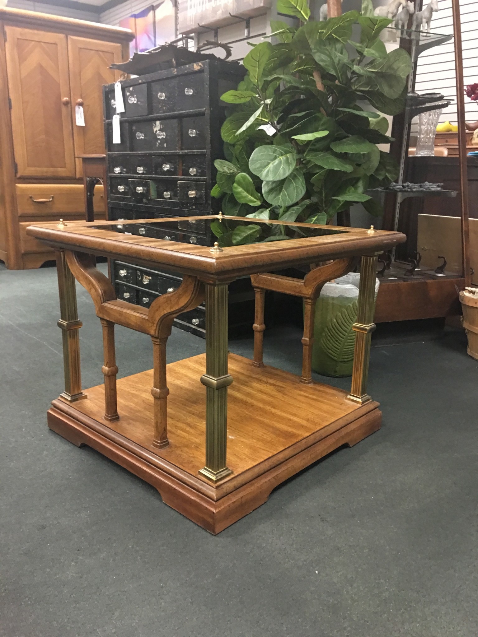 Square Glass Top End Table Heirloom Home