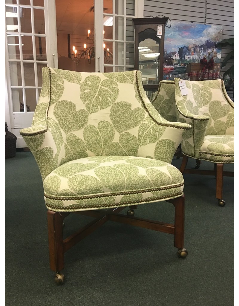 Set Of 4 Upholstered Barrel Chairs On Casters Heirloom Home