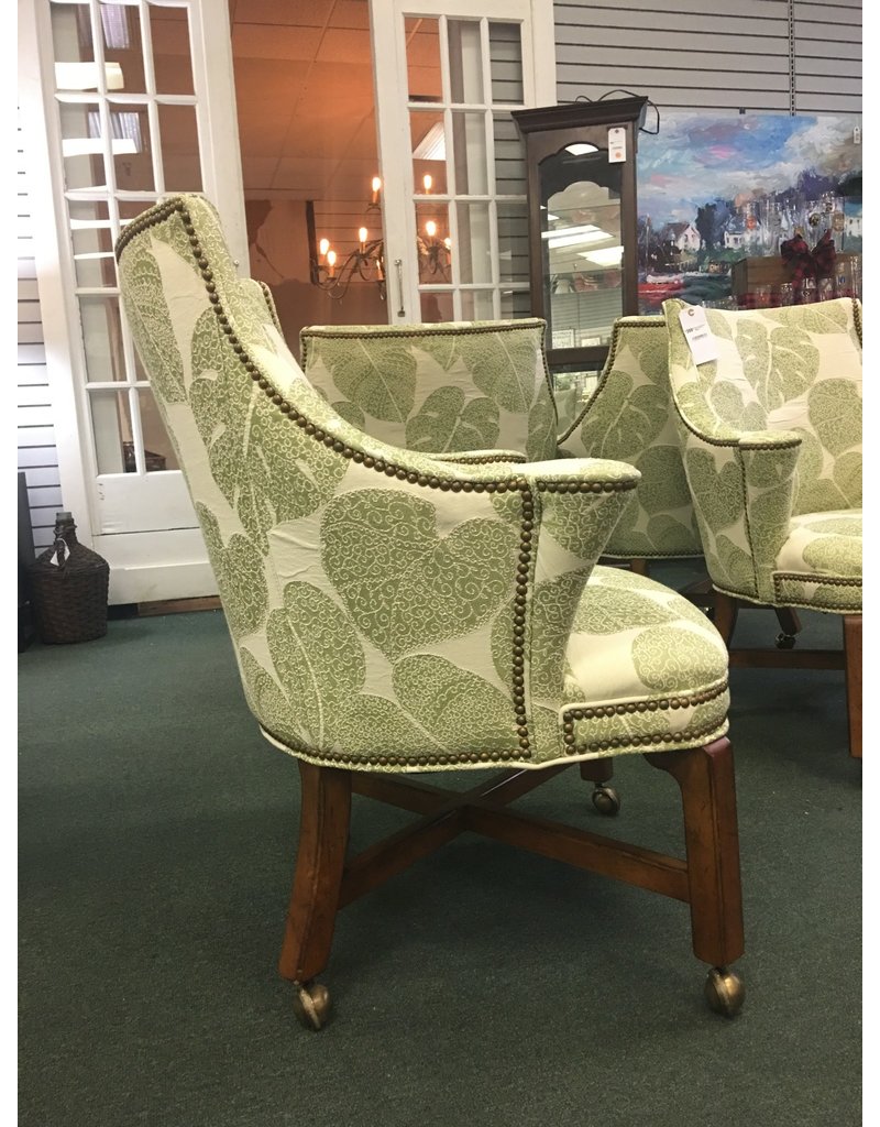 Set Of 4 Upholstered Barrel Chairs On Casters Heirloom Home