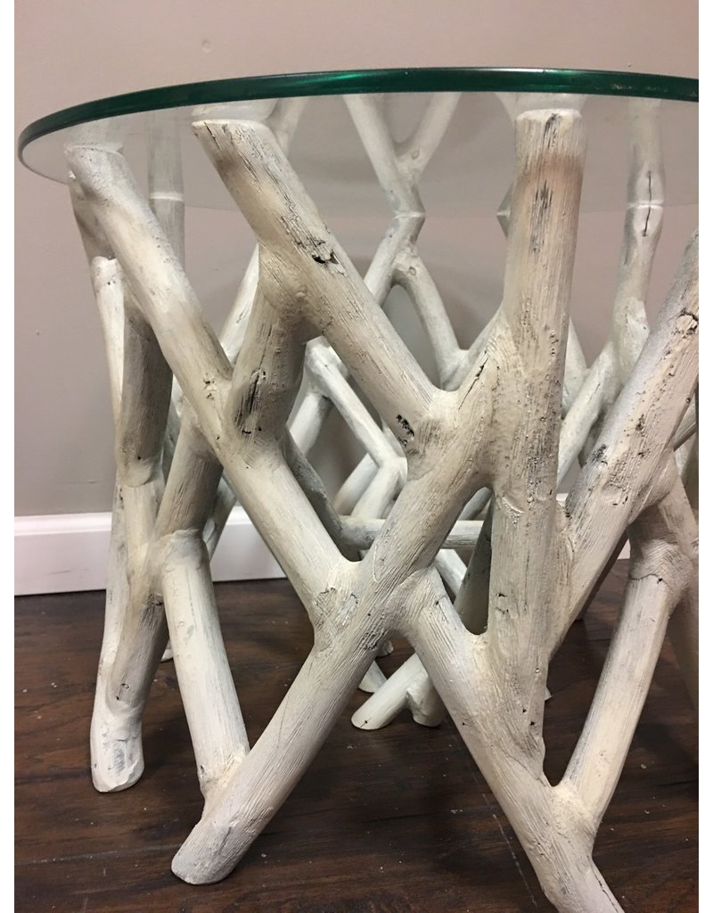 Driftwood Style Glass Top Accent Table Heirloom Home