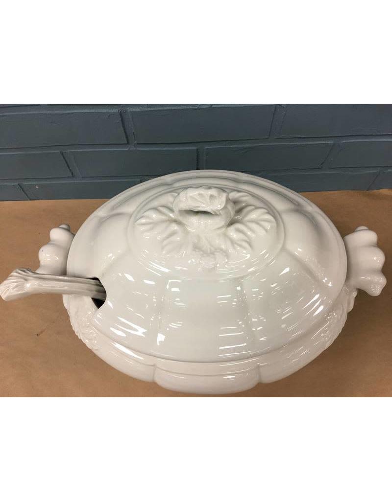 White Soup Tureen w/ Ladle Heirloom Home