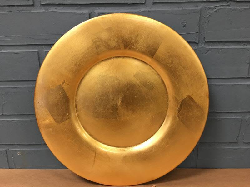 GOLD COLORED CHARGER PLATES "pier one" Heirloom Home