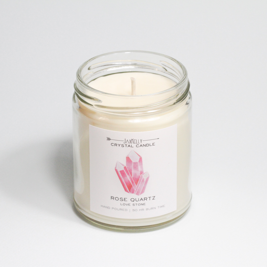 Rose Quartz Crystal Candle Centro Garden