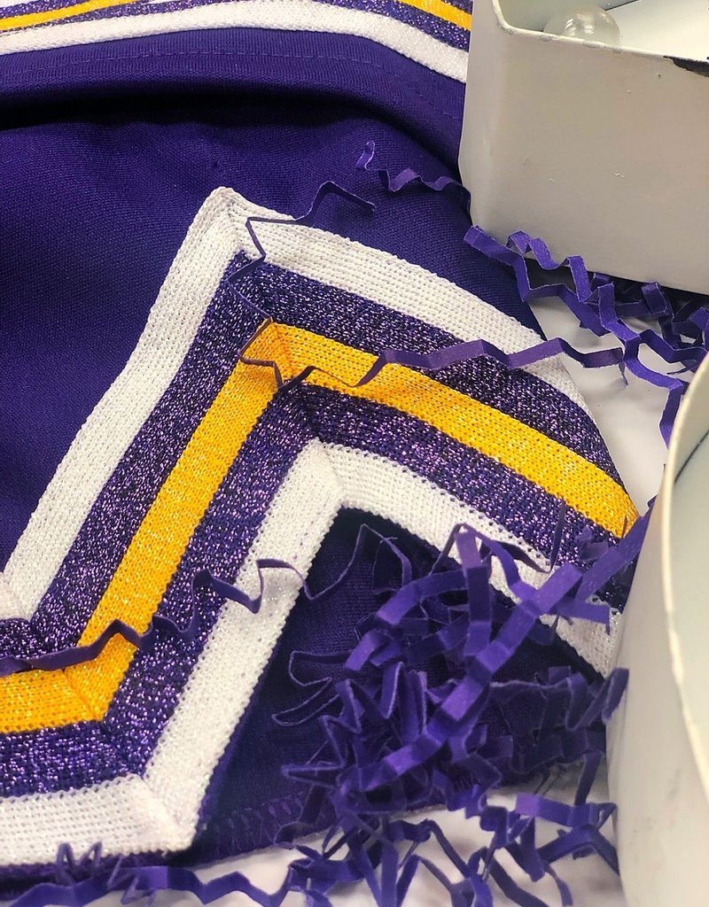 Purple and Gold Cheer Uniform Aspen Bleu