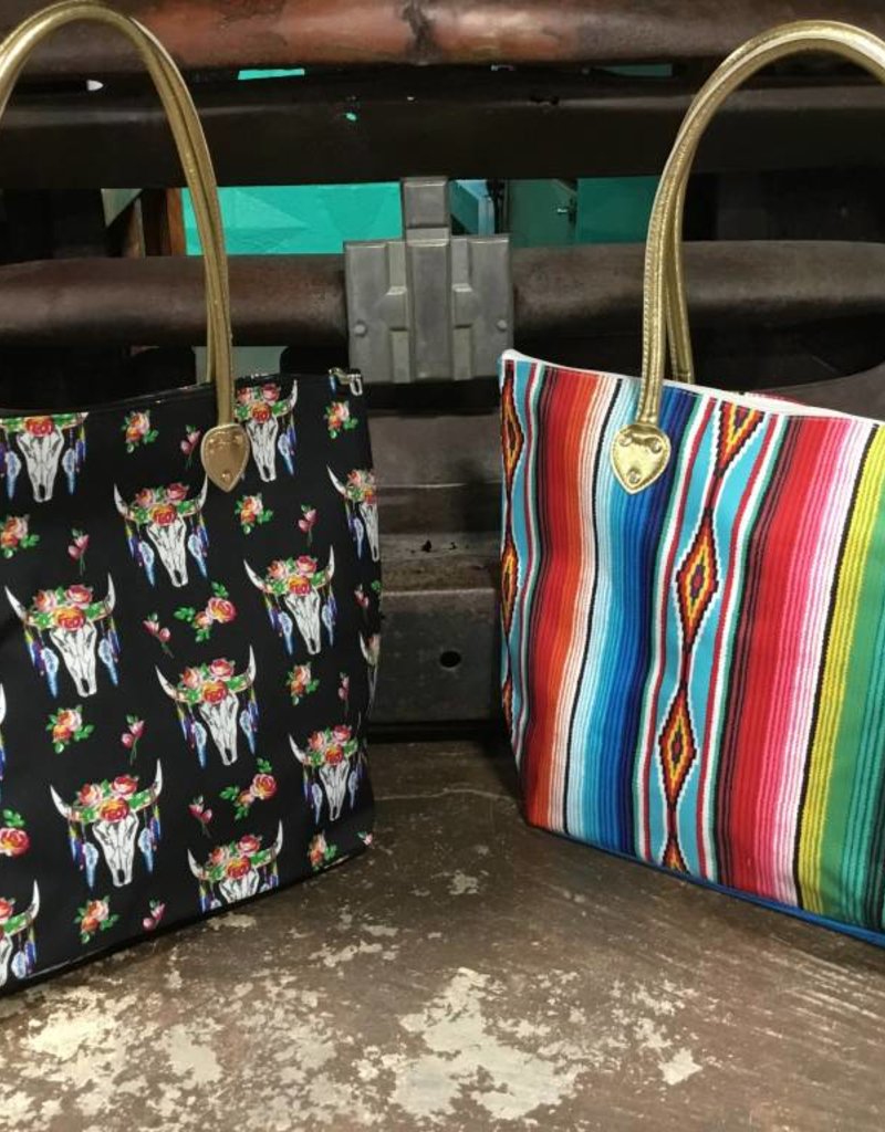 Bull Head Gold Handle Tote Bag The Turquoise Saddle Bull Head Gold Handle Tote Bag