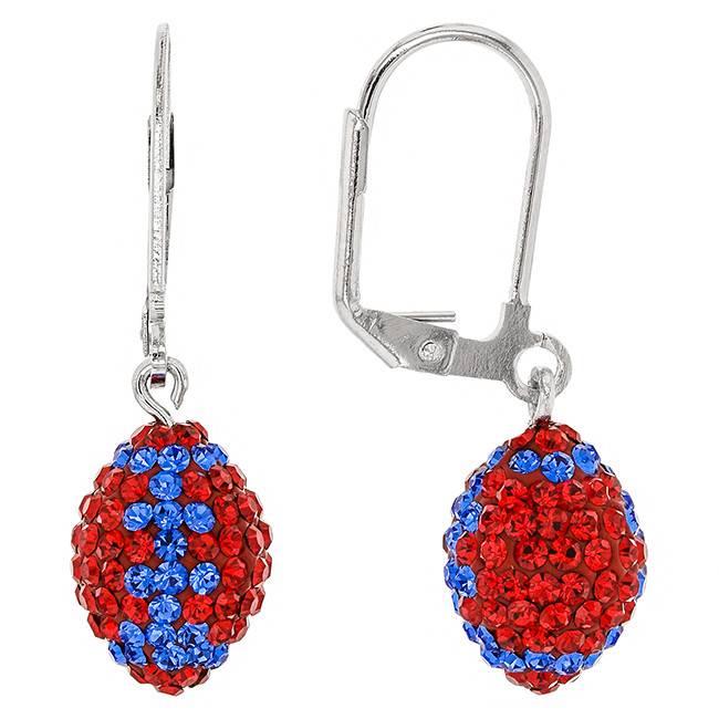 Red And Blue Crystal Football Dangle Earrings Gem By Jewlery Chelsea Taylor Red And Blue Crystal Football Dangle Earrings