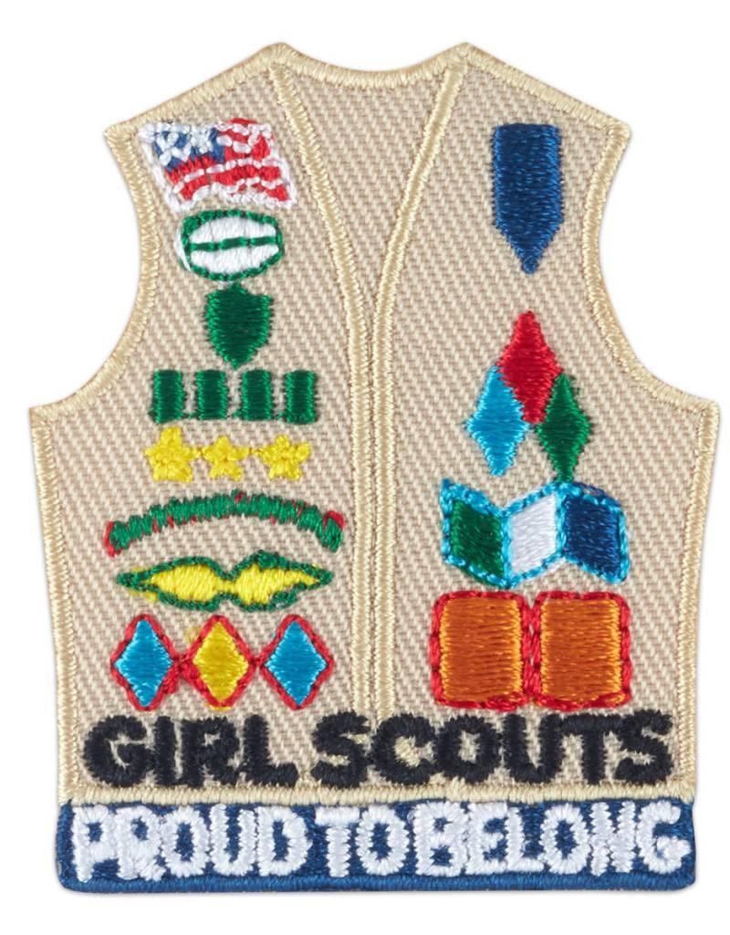 Cadette Senior Ambassador Vest With Insignia IronOn Fun Patch Girl