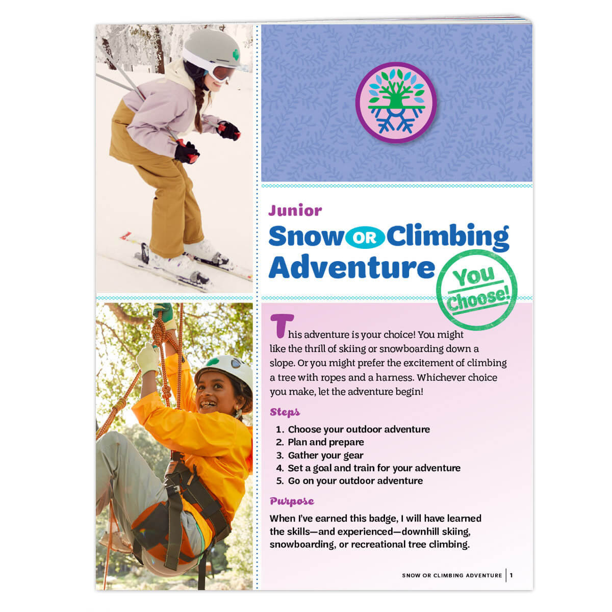 Junior Snow or Climbing Adventure Badge Requirements Pamphlet Girl