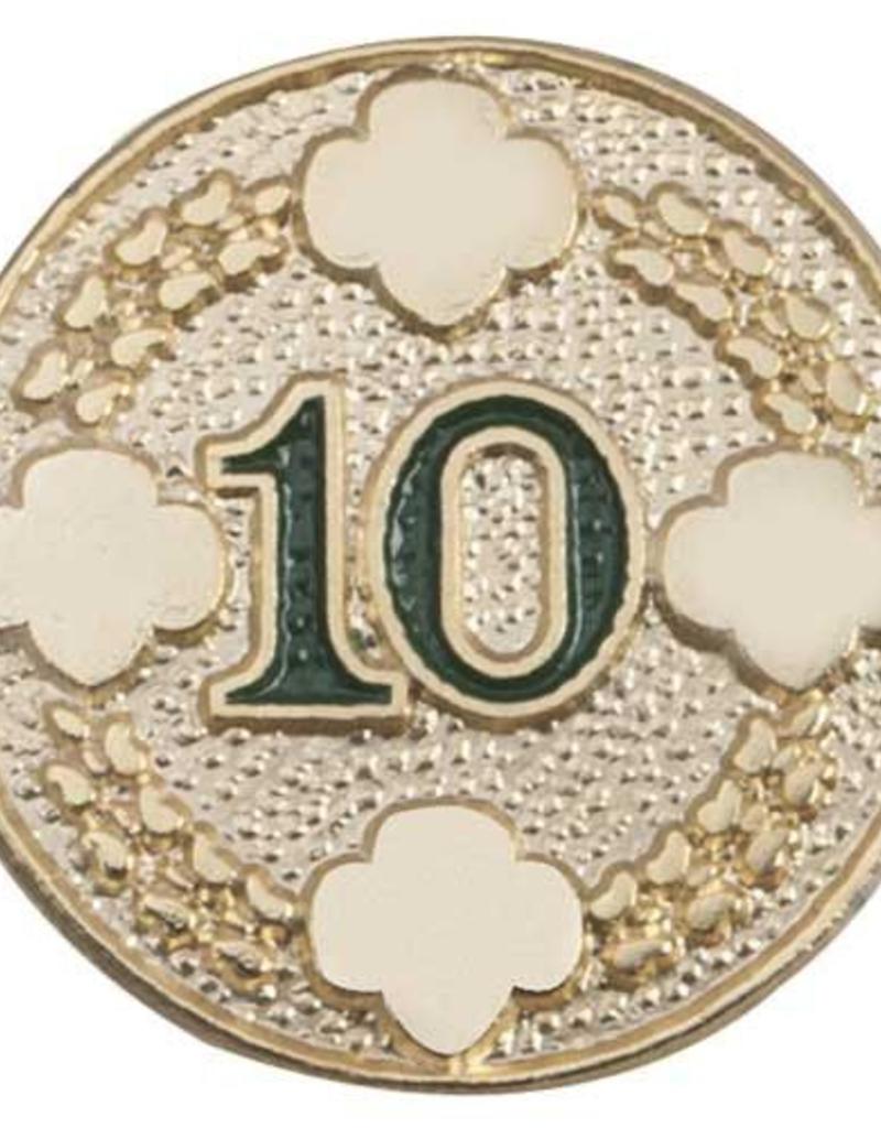 GIRL SCOUTS OF THE USA 10 Year Award Pin Girl Scouts of Silver Sage
