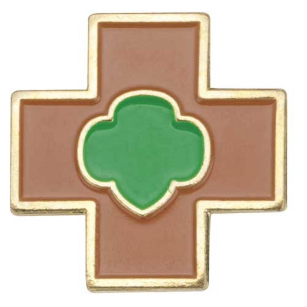 GIRL SCOUTS OF THE USA Brownie Safety Award Pin Girl Scouts of Silver
