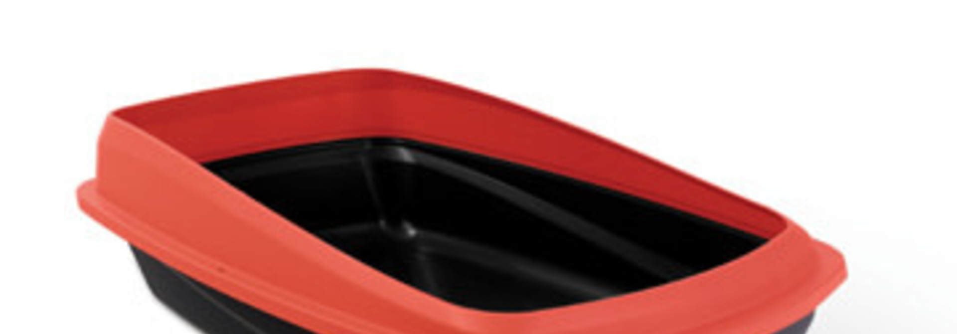 CatIt Rimmed Cat Pan,Charoal/Red, Large