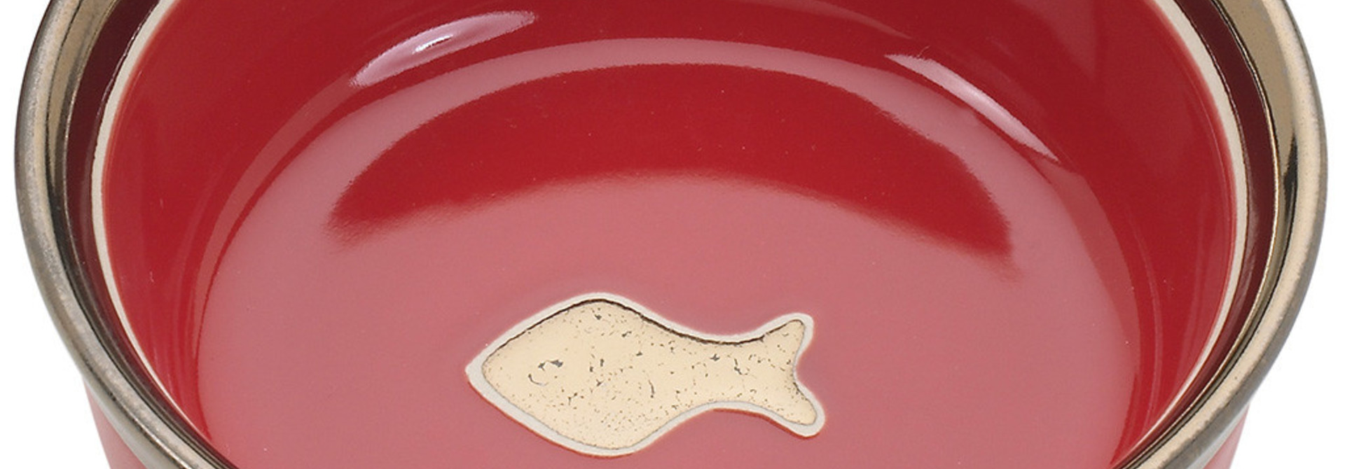 Ritz Copper Rim Cat Dish Red 5in