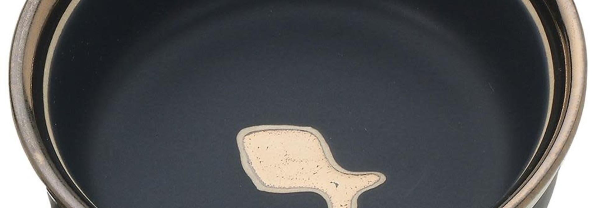 Ritz Copper Rim Cat Dish Black 5in