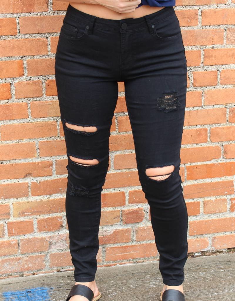 black distressed jeans women's