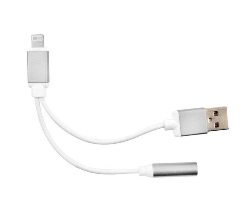 Lightning Splitter to 3.5mm Audio Jack and USB Cable Converter for