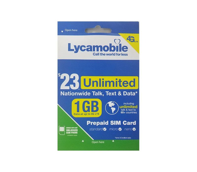 Sim Card Lyca Mobile 23 plan (Prepaid) Cowboy Wholesale Corp.