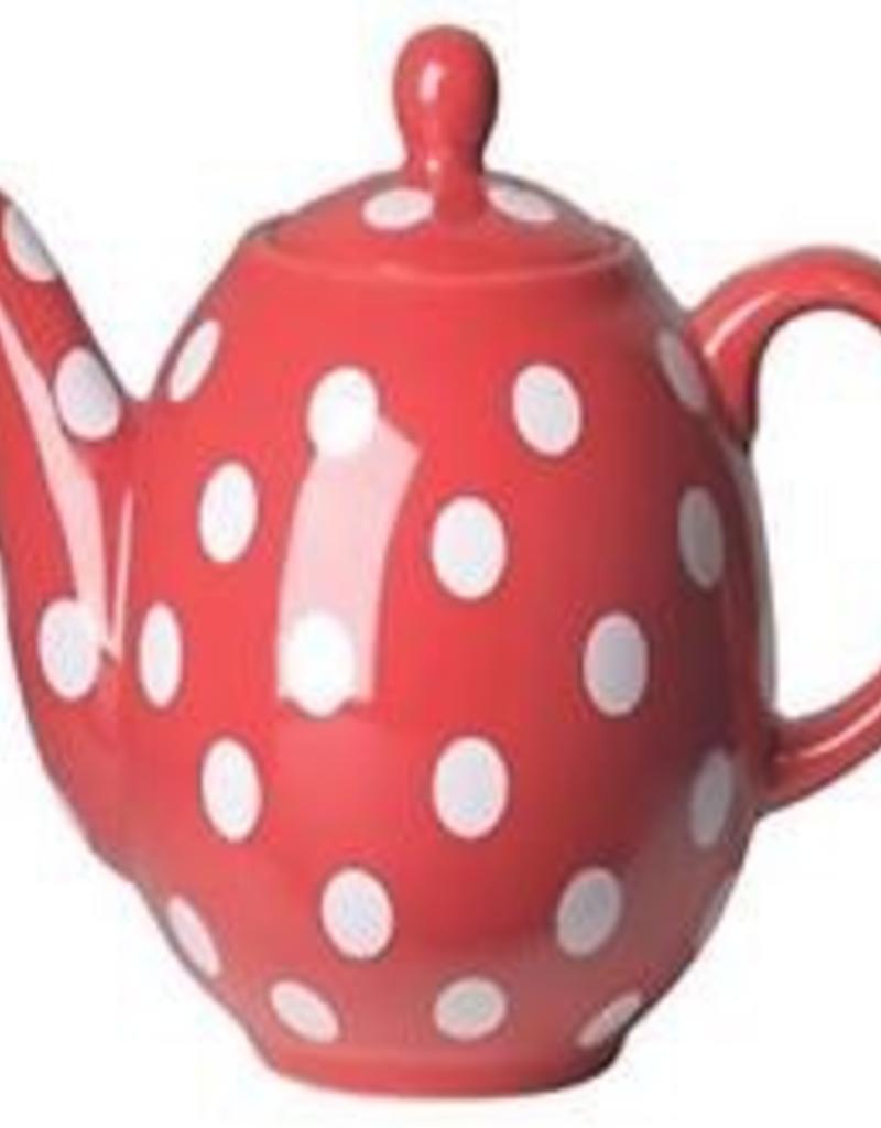 Now Designs Design Ceramic Teapot Globe 6 Cup Red With White Now Design Ceramic Teapot Globe 6 Cup Red With White Spots