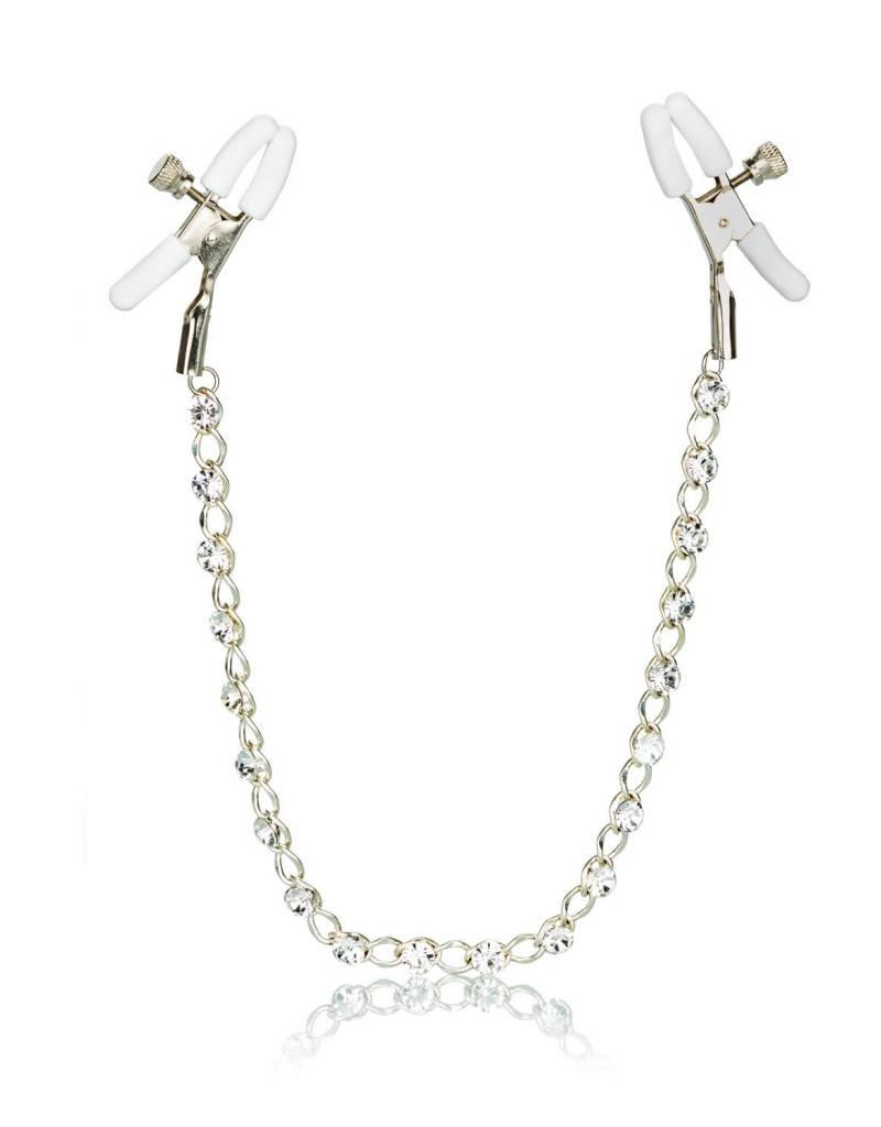 Зажимы на соски с цепочкой Crystal Chain Nipple Clamps, серебристый chainnippsilcalex - California Exotic Novelties - Зажимы для сосков - Купить