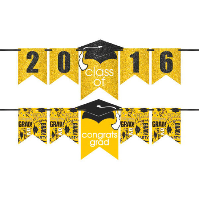 Grad Personalized Glitter Letter Banner Kit Yellow 12 Pop