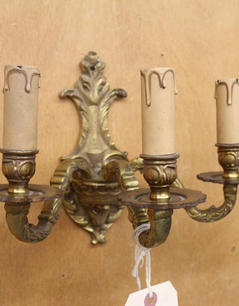 Antique Wall Sconce 3 Light Brass Anthemion Motif
