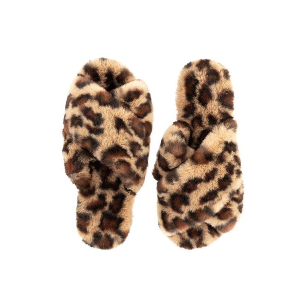 leopard fur slippers